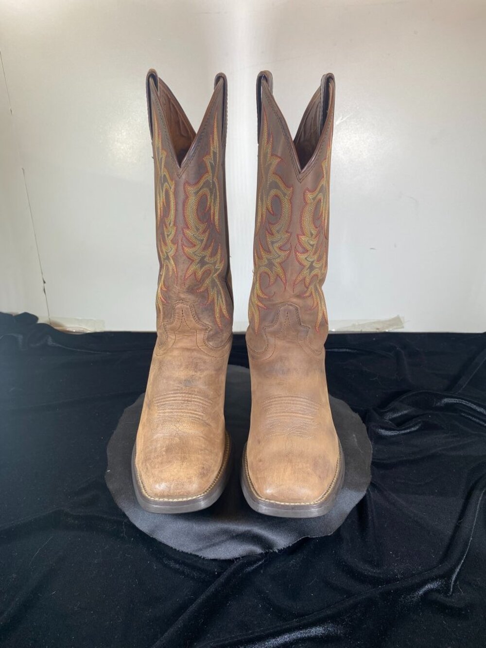 Justin Men's 9 D Brown Leather Suede Boots, Western Cowboy Boots, Good Shape